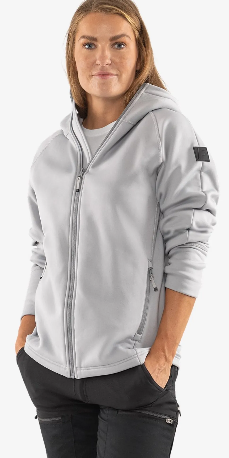 Cobalt Polartec® Power Stretch® Hoodie, Dam